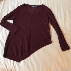Simply Vera- Vera Wang Asymmetrical Plum Knit Top
