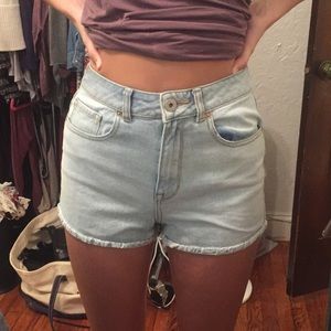 High waisted denim shorts