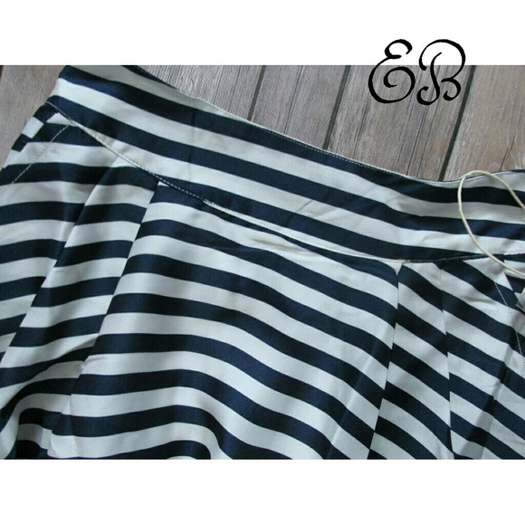 RELISHED Blue & White Striped Flare Midi Skirt - Picture 3 of 5