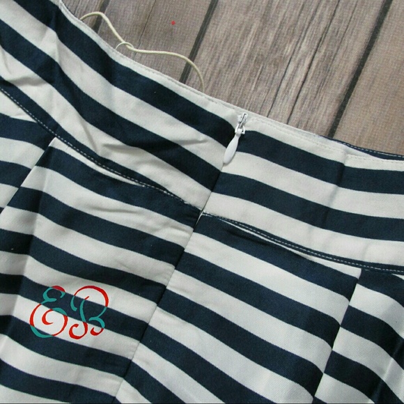 RELISHED Blue & White Striped Flare Midi Skirt - Picture 5 of 5