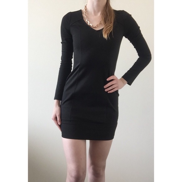 BCBGeneration Dresses & Skirts - [BCBGeneration] black seamed v-neck bodycon