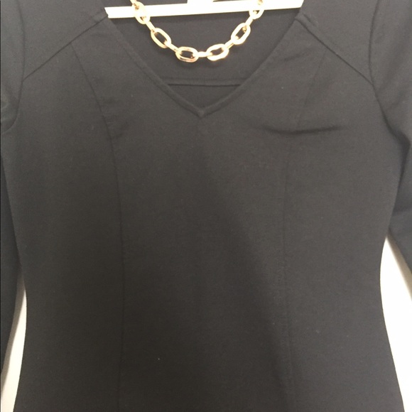 [BCBGeneration] black seamed v-neck bodycon - Picture 4 of 7