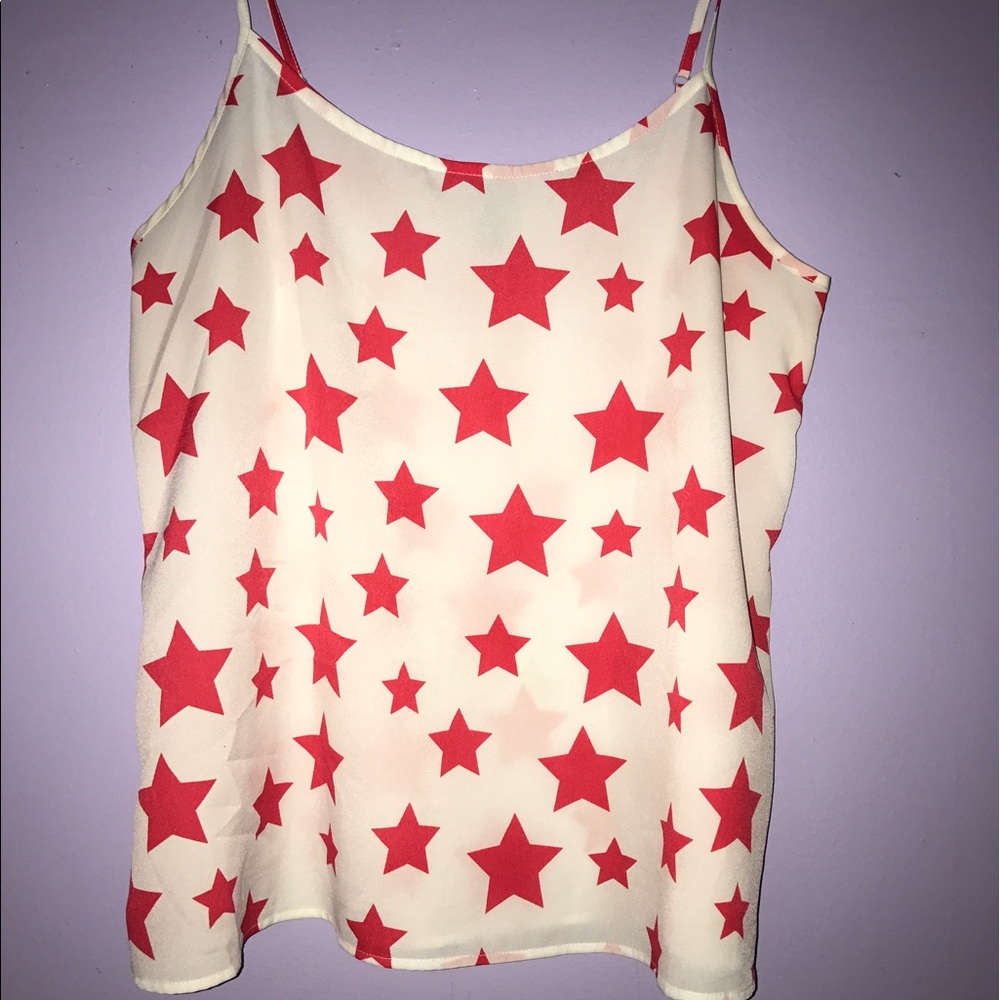 White tank top with red stars