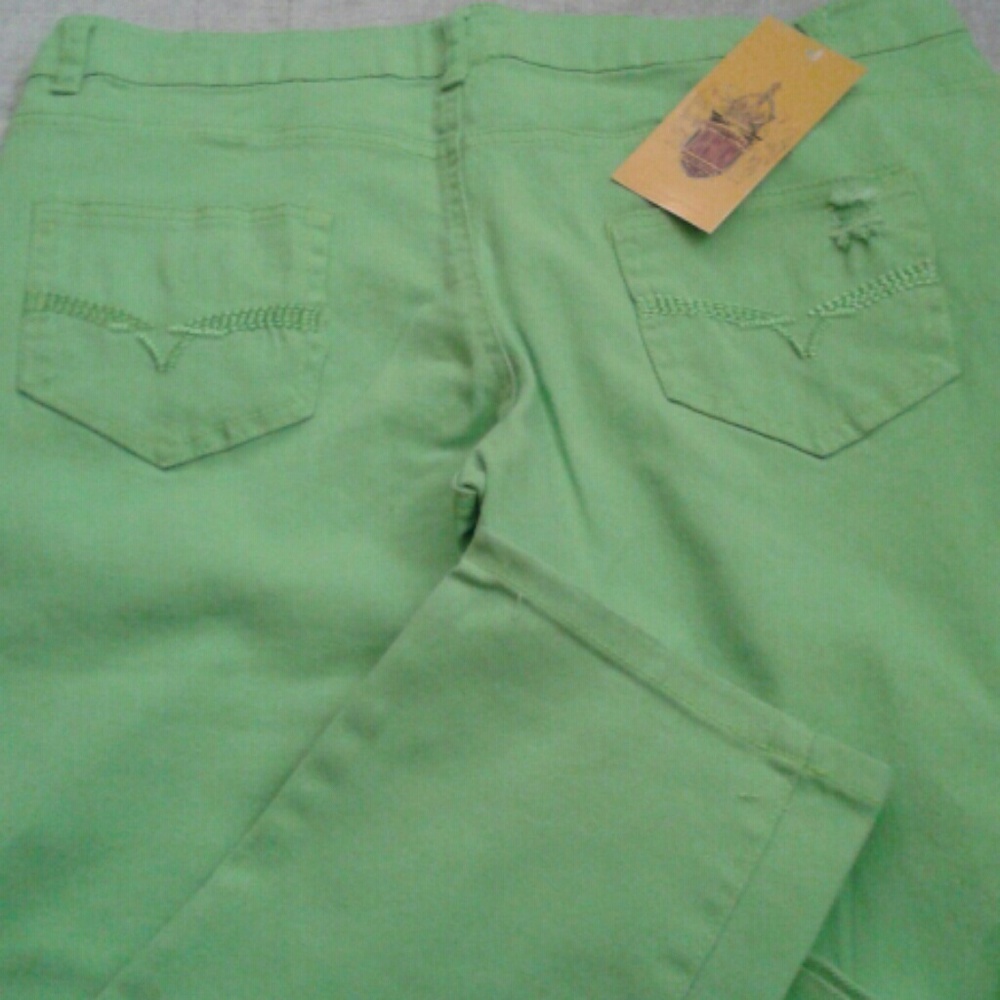 Distressed Lime Jeans