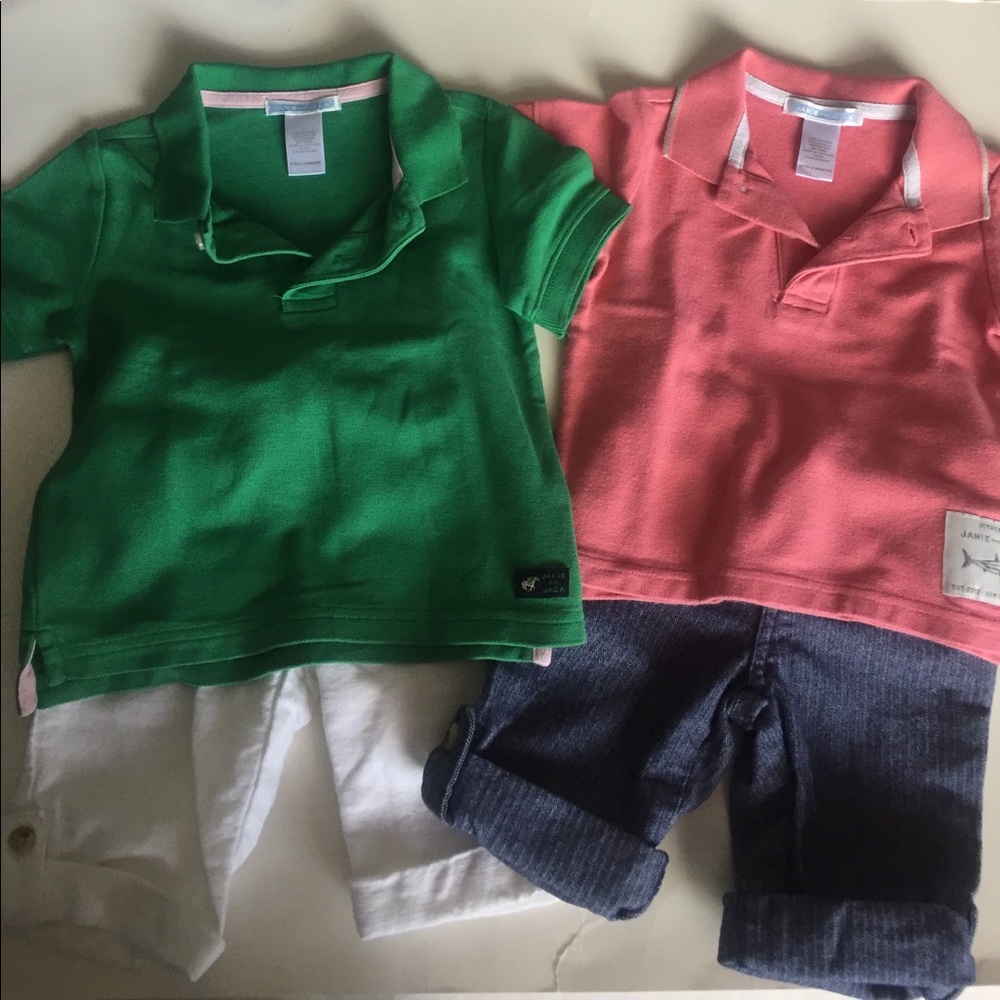 Janie and Jack Bundle- 2 polo shirts and 2 pants