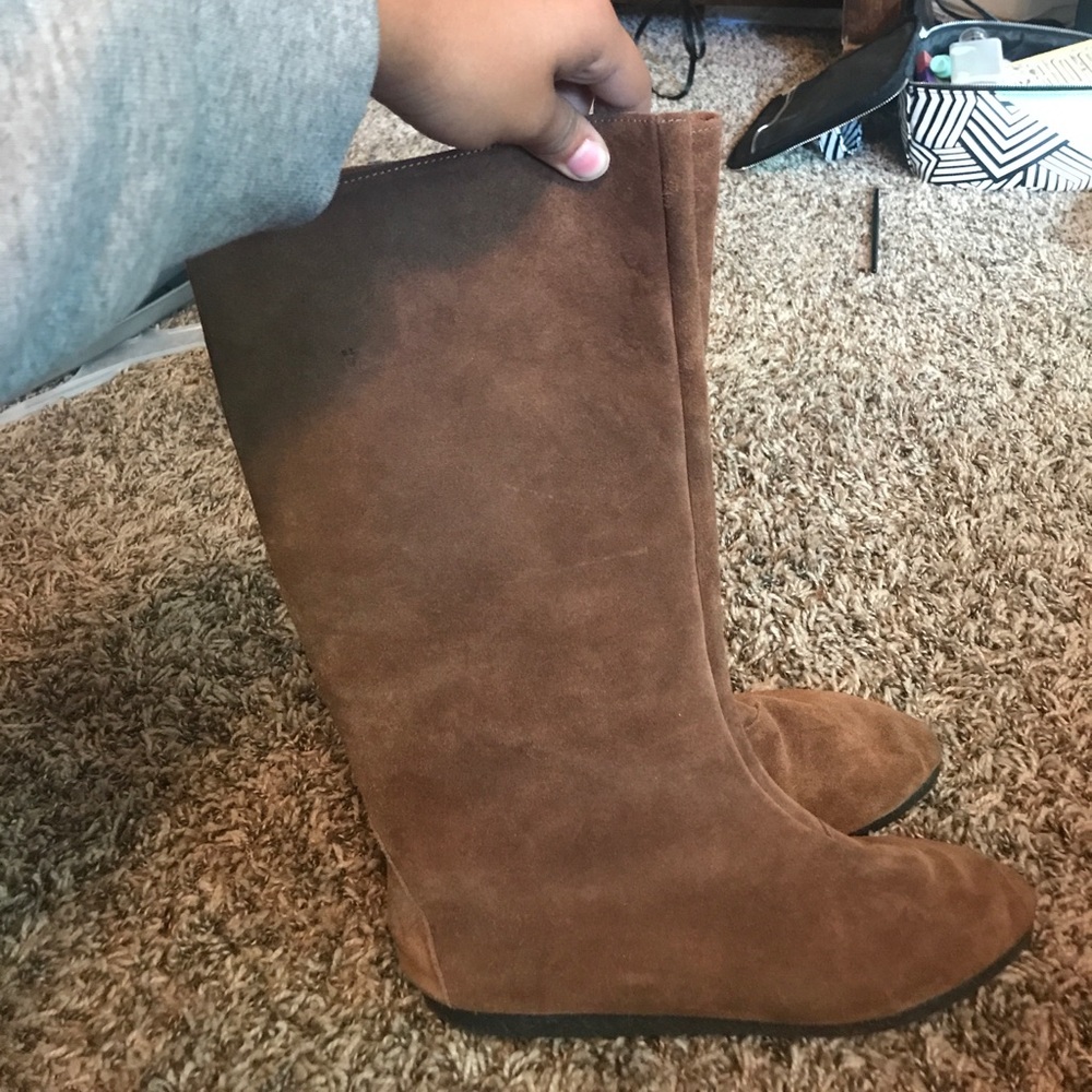 Brown suede boots