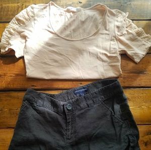 Stretchy Tee with Lace Sleeves