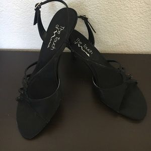 Black satin with gems strappy sandal