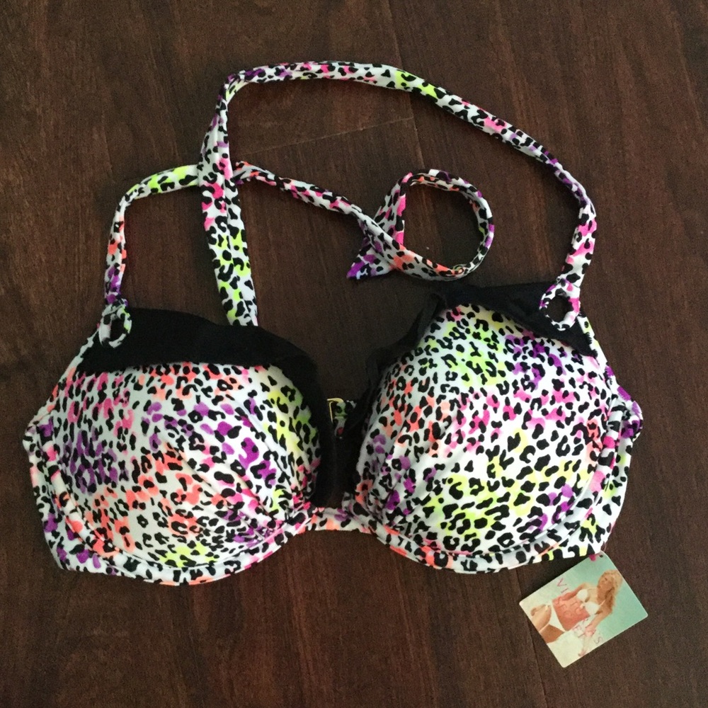 NWT Multi color cheetah print VS swim top