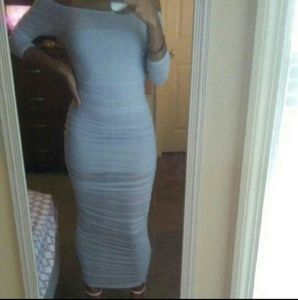 Lilac Off-the-Shoulder Midi Dress