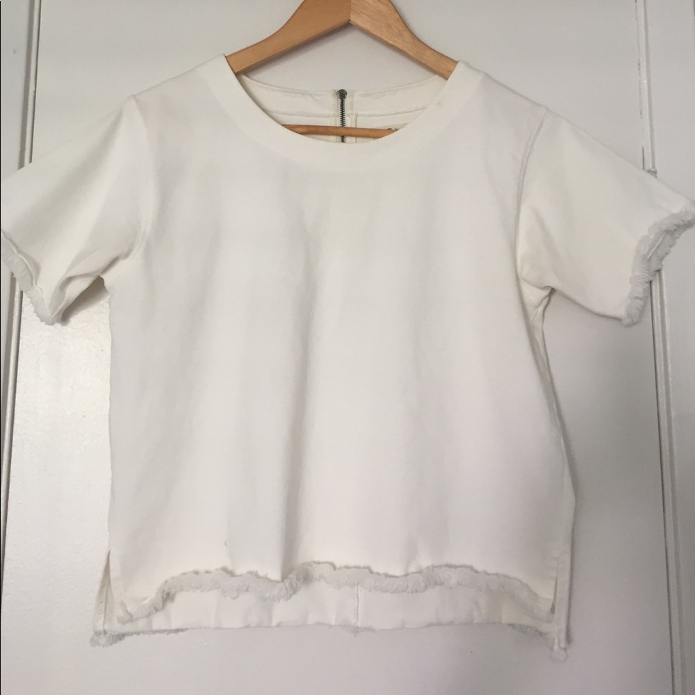 White fringe Madewell shirt