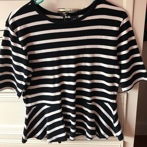 Size L navy blue/ black and white stripe shirt