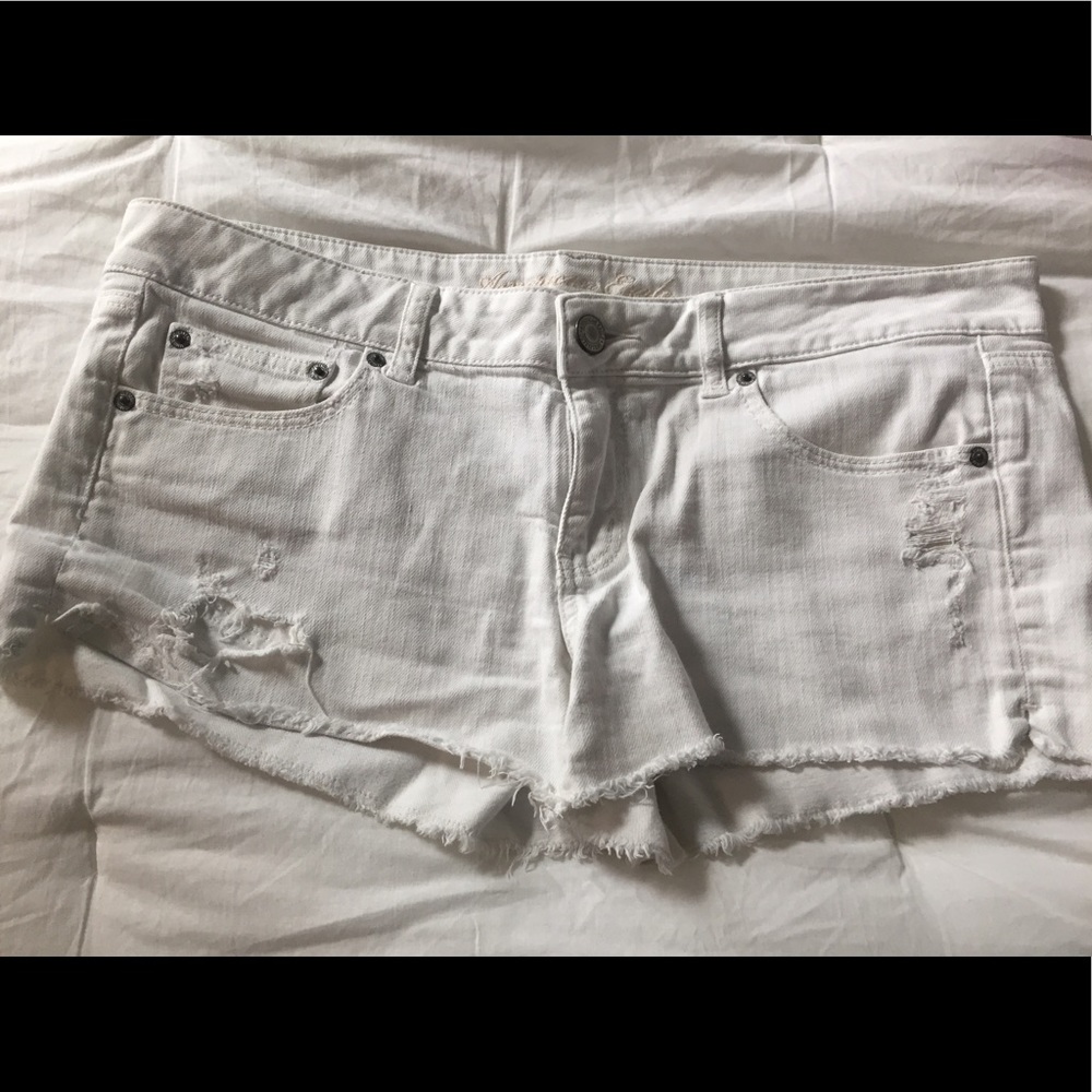 White Distressed Denim Shorts