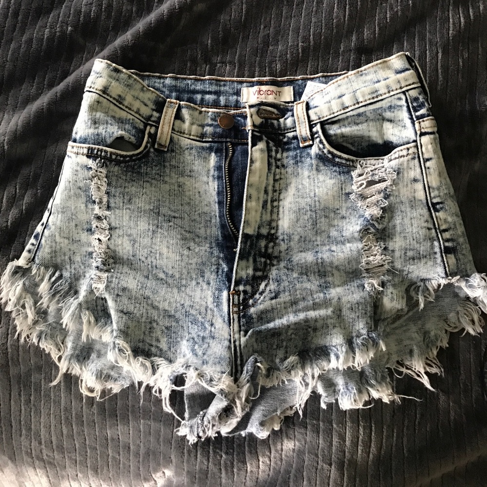 Vibrant High Waisted Jean Shorts