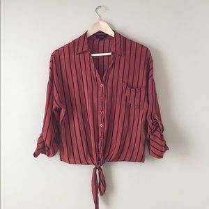Mine - Front tie rust colored button down