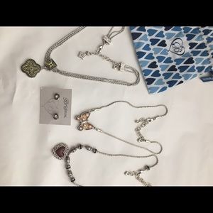 3 necklaces and 1 pair earrings