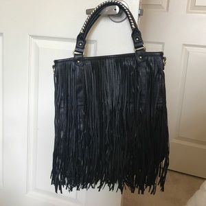 Black Fringe H&M Leather Purse