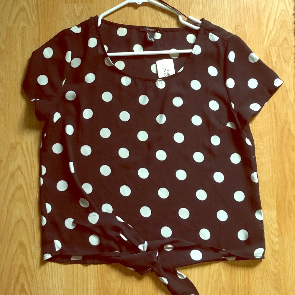 Flowy Poka Dot Forever 21 shirt: never worn