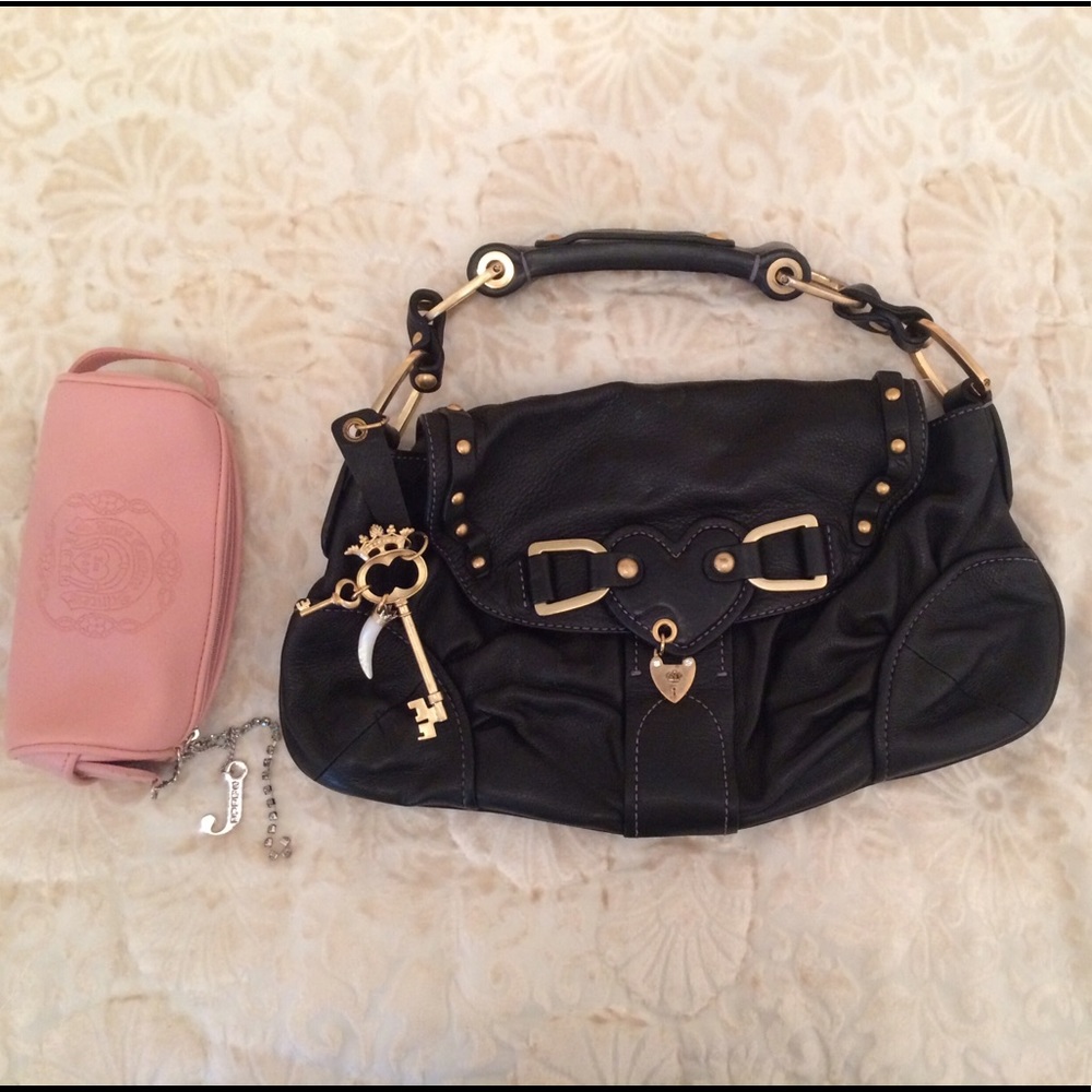 Black leather Juice purse & makeup bag