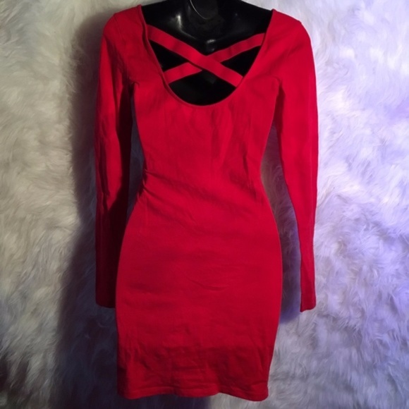 Red Criss Cross Back Dress - Picture 3 of 5