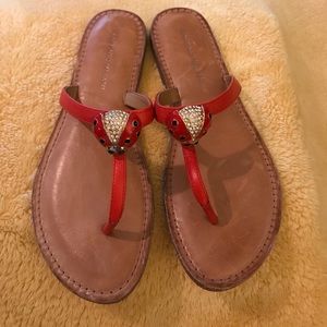 Antonio Melani Red Leather Ladybug Sandals 8.5 M