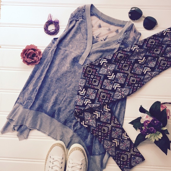 Lavender print Luluroe inspired leggings NWT - Picture 1 of 1