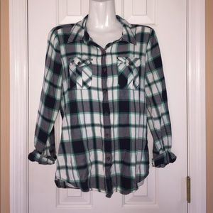 Forever 21 green plaid Button Down