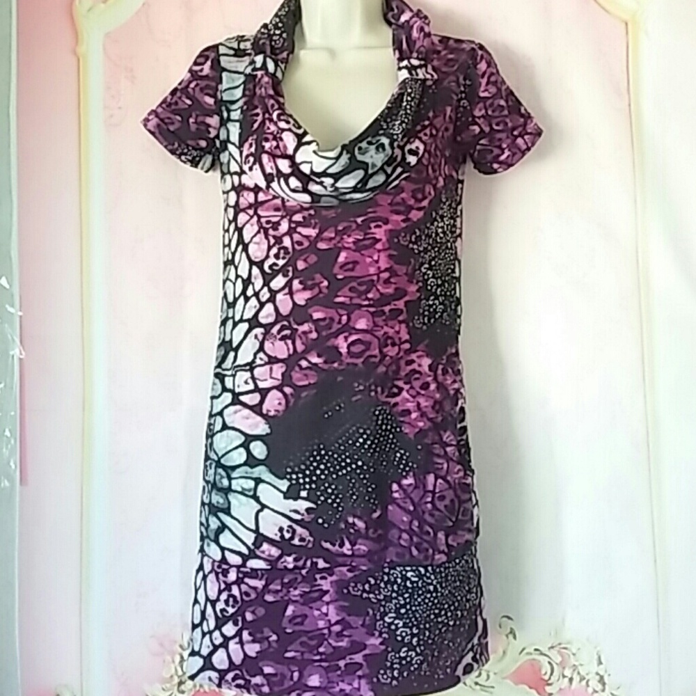 Beautiful purple, black, white, blue, gray dress
