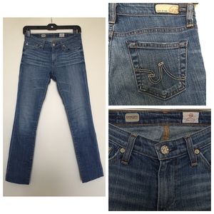 [AG] medium wash straight ankle cutoff jeans