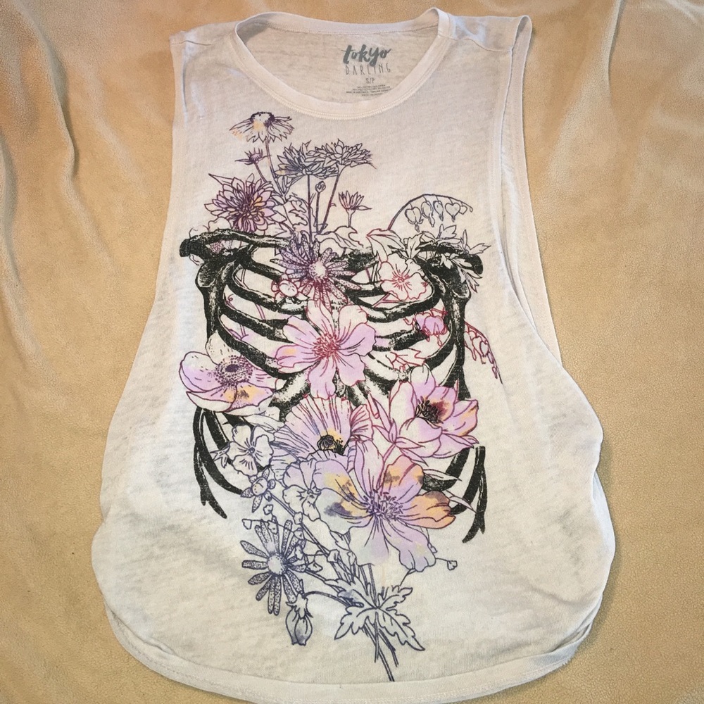flower graphic muscle tank