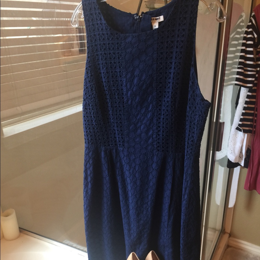 Navy Blue Eyelet Dress