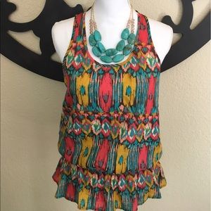 Ikat Peplum Tank