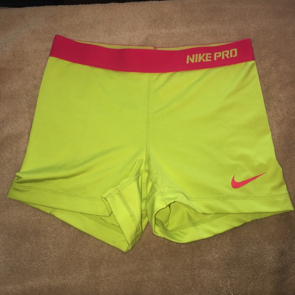 Neon yellow and pink Nike pro dri-fit spandex