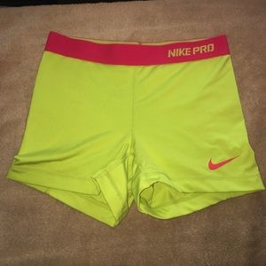 Neon yellow and pink Nike pro dri-fit spandex