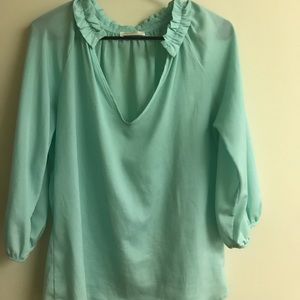 Seafoam green/mint blouse with beautiful neck line