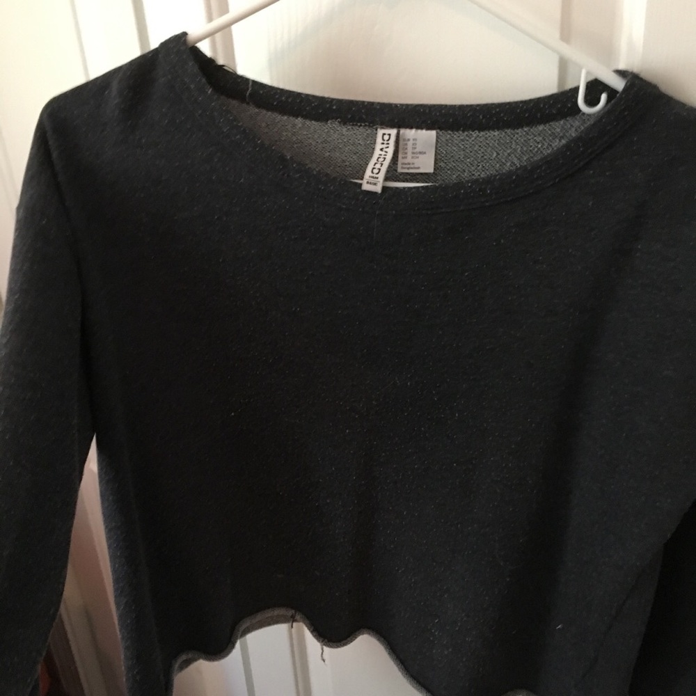 H&M Divided Cropped Sweatshirt With Raw Edges