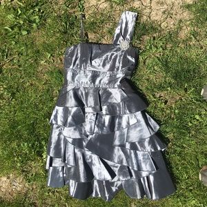 Shiny silver cocktail dress