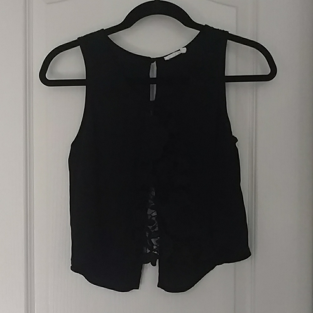 Lace Detail Black Crop Top