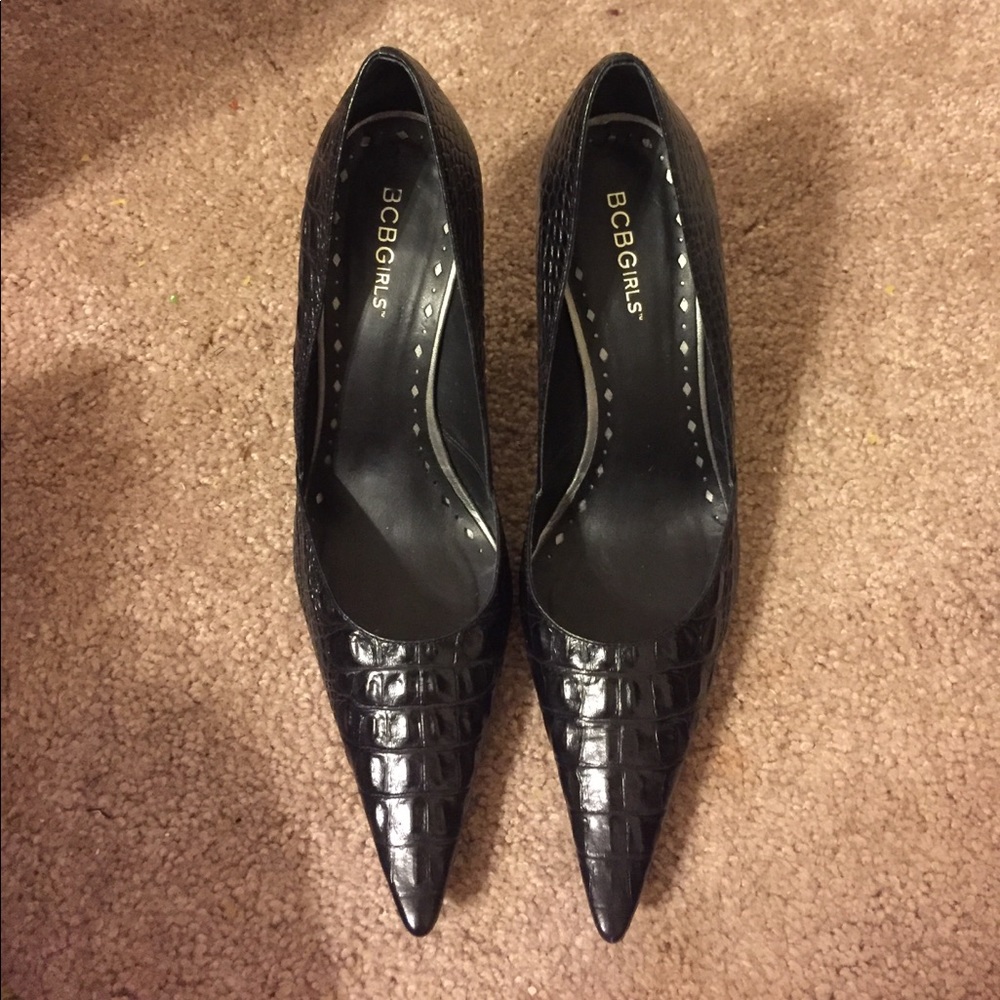 BCBGirls Black Crocodile print heels