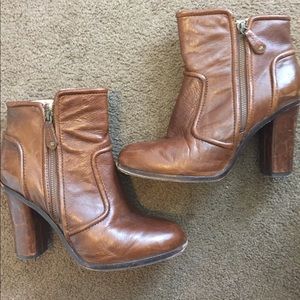 Frye brown heeled booties