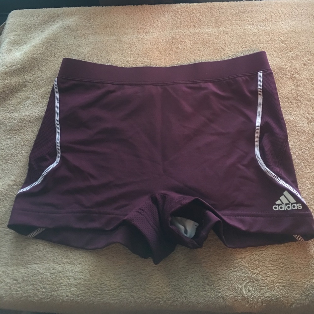 Maroon adidas spandex sport shorts