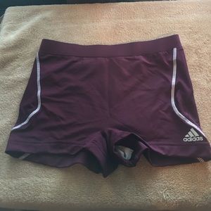 Maroon adidas spandex sport shorts