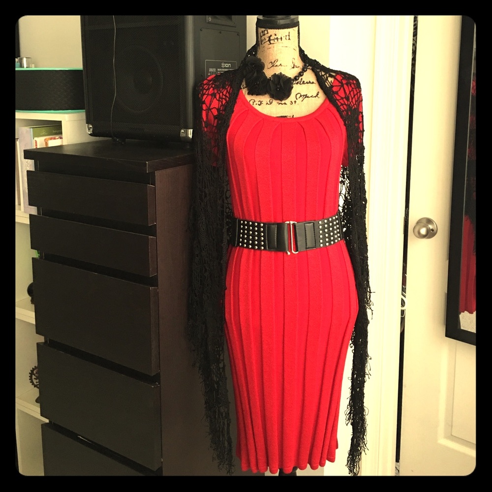 Shimmery, soft, knee length sweater dress!