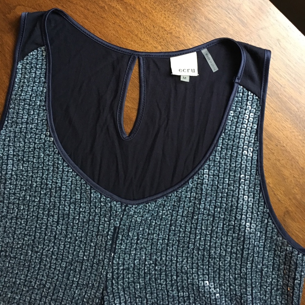 Blue sequined tank, like new condition