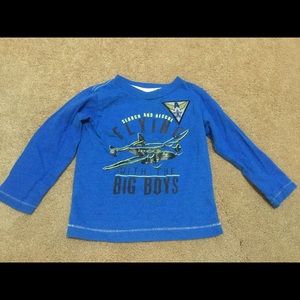 Boys 2T Toughskins Long Sleeve blue airplane shirt