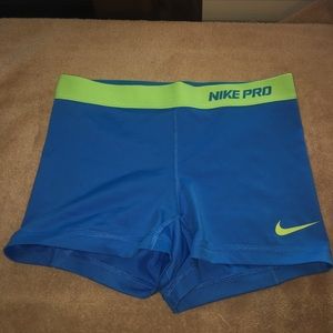 Light blue Nike pro dri-fit spandex sport shorts