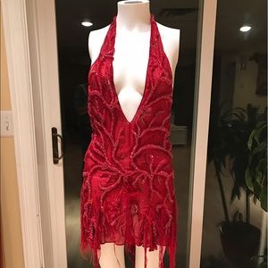 Robert Cavalli beaded silk Halter Mini Dress