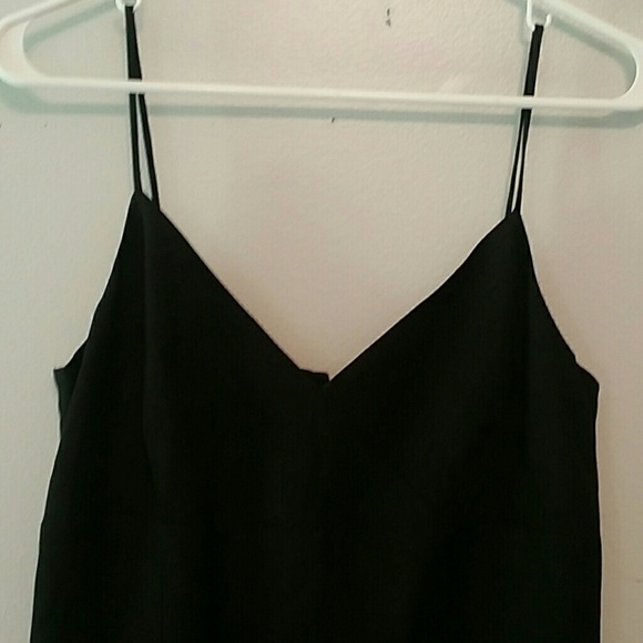 VINTAGE Black Slip Dress with Floral Detail - Picture 3 of 6