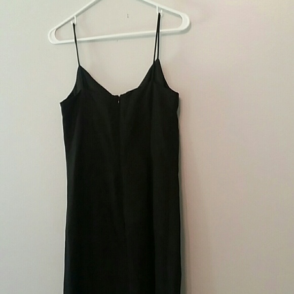 VINTAGE Black Slip Dress with Floral Detail - Picture 6 of 6