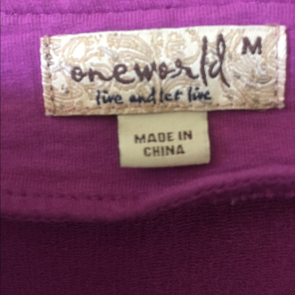 One World Pink Zippered Jacket Size M - Picture 4 of 4